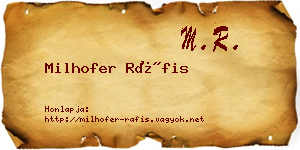 Milhofer Ráfis névjegykártya